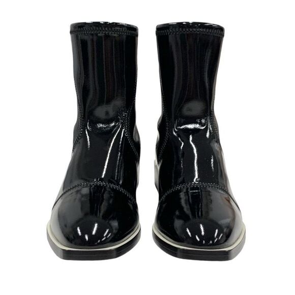 Fendi Boots Short Boots Shoes Patent Black Beige Black Unused Back Zip - Picture 2 of 9